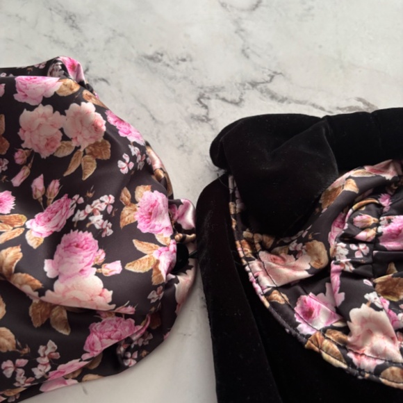 For Love & Lemons Nwt Black Velvet Off Shoulder Floral Sleeve Kate Corset Top - Picture 5 of 7